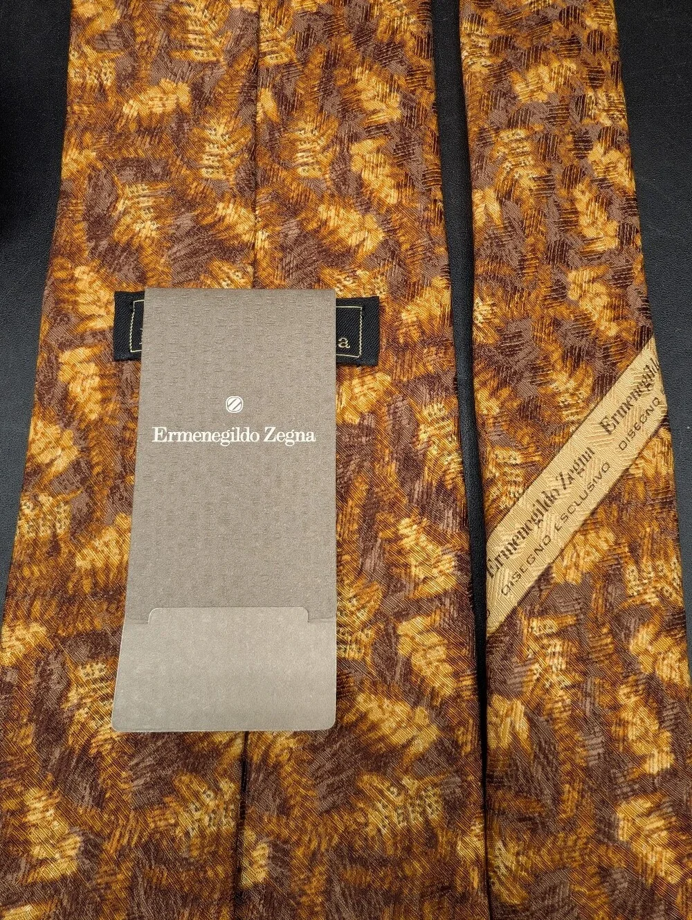 NWT Ermenegildo Zegna 100% Silk Neck Tie, Autumnal Leaves, Fall Foliage